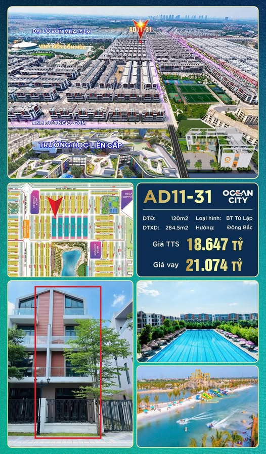 Biệt thự AD11-31 Ocean City 120m² giá 18.647 tỷ - Không gian sống đẳng cấp!