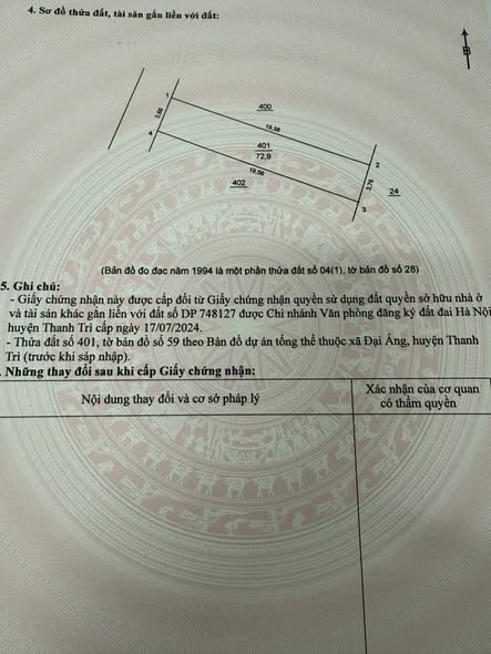 Đất nền Đại Áng Thanh Trì 73m² giá 7.4 tỷ - Vị trí cực đẹp gần trường mầm non!