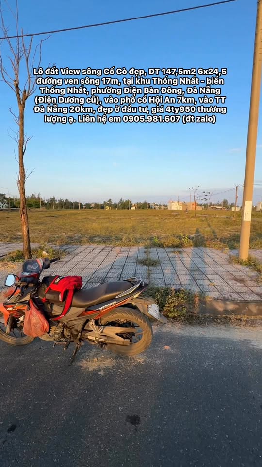 Đất nền khu Thống Nhất, Điện Dương 147m² giá 4.95 tỷ - View sông tuyệt đẹp!