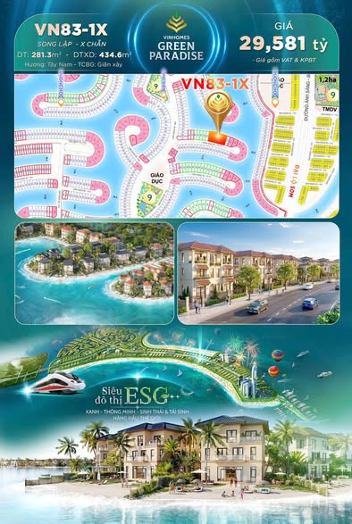 Townhouse Vinhomes Cần Giờ 275m² giá 26.75 tỷ - Siêu phẩm mặt biển không thể bỏ lỡ!