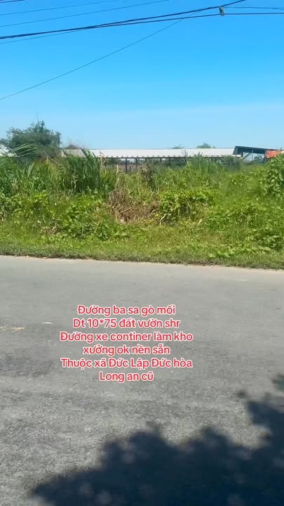 Đất vườn 750m² đường Ba Sa Gò Mối, Long An - Sổ hồng riêng, giá 4.5 tỷ