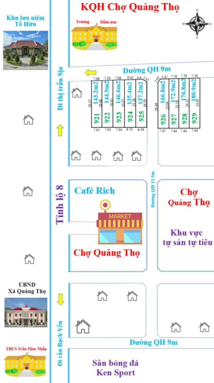 Đất nền dự án KQH Chợ Quảng Thọ 146m² giá chỉ 800 triệu - Cơ hội đầu tư hấp dẫn!