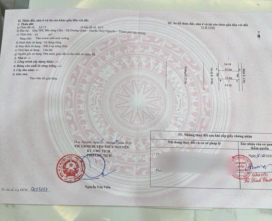 Đất nền Bắc Sông Cấm, xã Dương Quan, Thủy Nguyên, Hải Phòng 81m² - Chính chủ cần bán gấp!