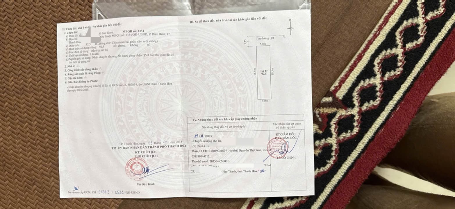 Đất ODT trung tâm Xuân Diệu, TP Thanh Hóa 92,5m² - Sổ đỏ chính chủ, giá tốt!