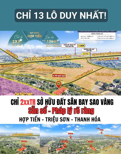 Đất nền Hợp Tiến, Triệu Sơn 120m² giá chỉ 200 triệu - Đầu tư sinh lời bền vững!