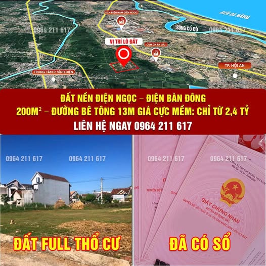 Đất nền Điện Ngọc - Điện Bàn 200m² giá thỏa thuận - Vị trí đắc địa gần biển