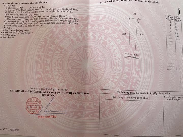 Đất thổ cư 217m² tại Thạch Định, Ninh Hoà - Giá chỉ 300 triệu!