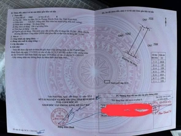 Đất thổ cư Ân Phong Hoài Ân 120m² giá 500 triệu - Đầu tư sinh lời ngay!