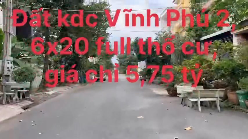 Đất thổ cư 120m² KDC Vĩnh Phú 2, Bình Hòa, 5.75 tỷ - Chính chủ bán gấp!