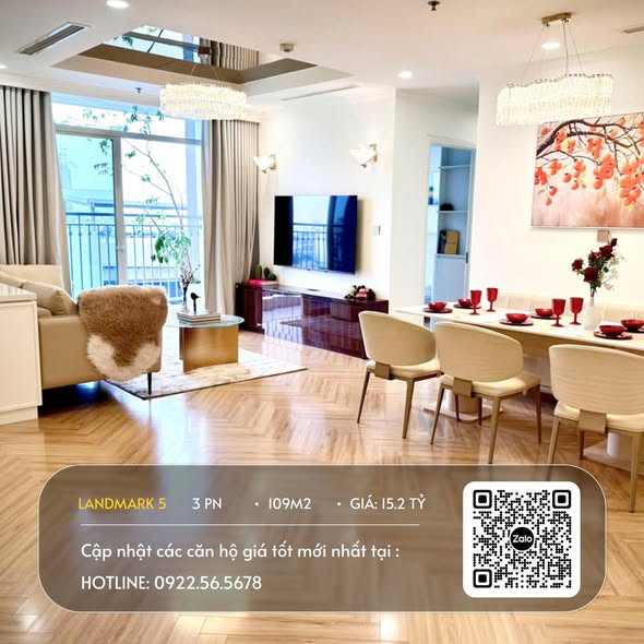 Căn hộ Vinhomes Central Park 3PN giá 15.2 tỷ - Thiết kế hiện đại, view thoáng