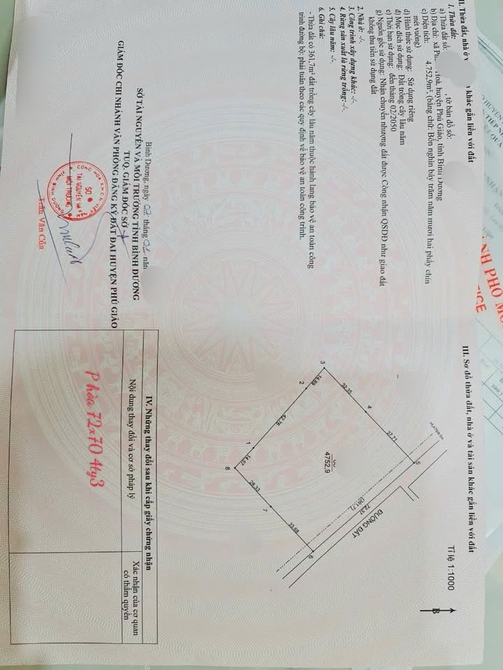 Đất trồng cây cao su Phước Hòa 4752m² giá 4.3 tỷ - Đường xe tải rộng rãi!