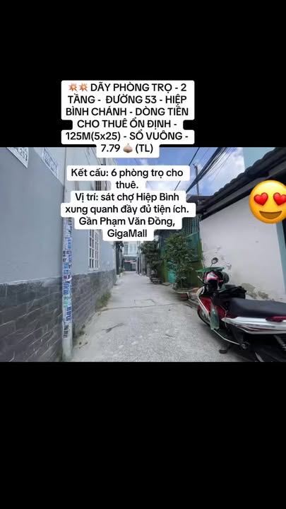 Dãy phòng trọ 2 tầng đường 53 Hiệp Bình Chánh 125m² giá 7.79 tỷ - Đầu tư sinh lời ổn định!