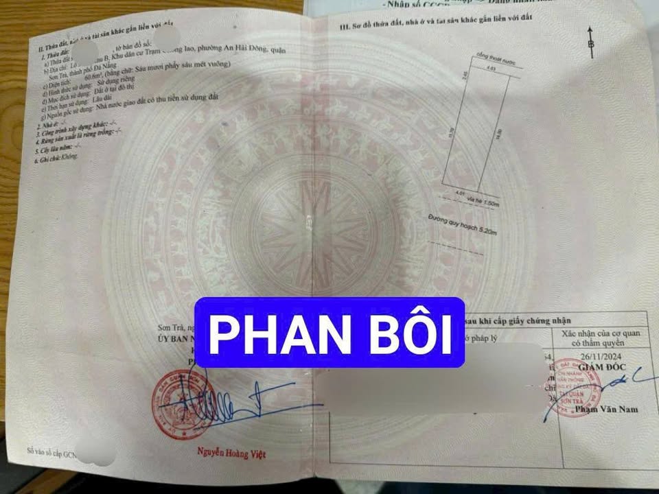 Đất mặt tiền Phan Bôi, Sơn Trà, Đà Nẵng 61m² giá 6.9 tỷ - Đầu tư sinh lời ngay!