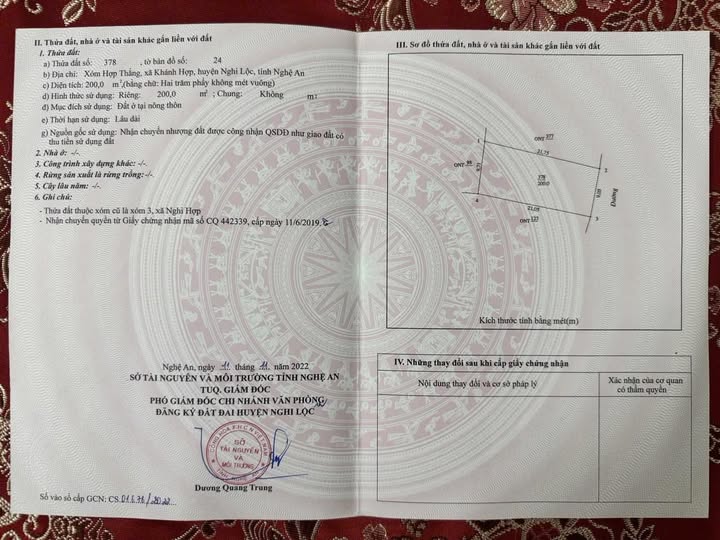 Bán đất chính chủ 200m² tại xã Khánh Hợp, huyện Nghi Lộc - Giá 1.78 tỷ, sổ đỏ ngay!