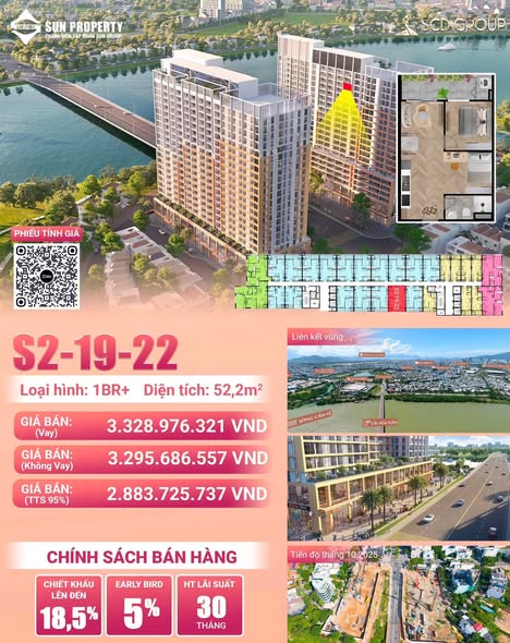 Căn hộ Sun Spana Tower Đà Nẵng 52m² giá 6.67 tỷ - Cặp căn hộ liền kề hiếm có!