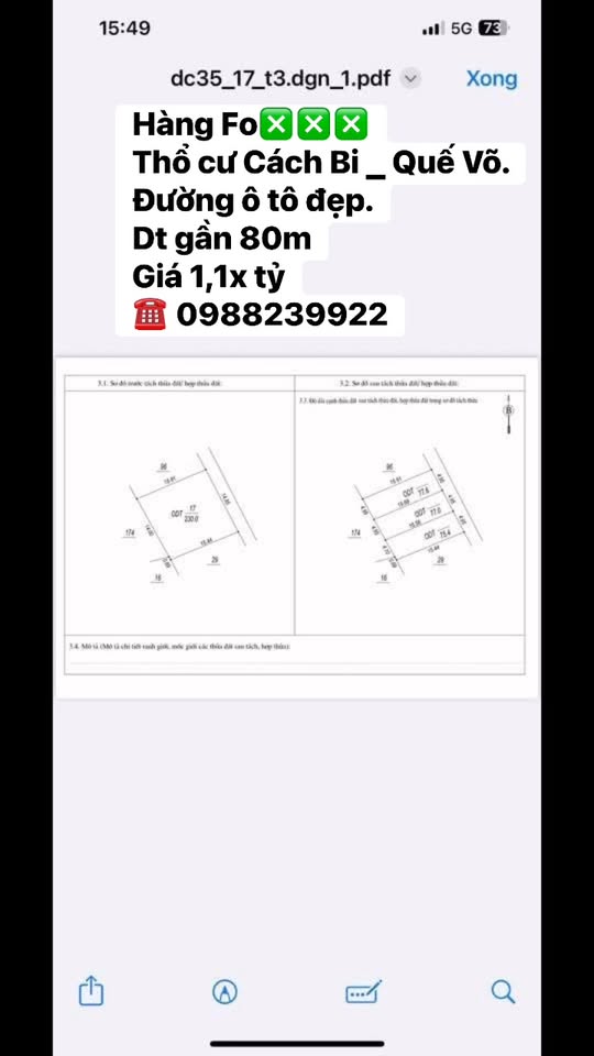 Đất thổ cư Cách Bi, Quế Võ 80m² giá 1.1 tỷ - Đường ô tô đẹp