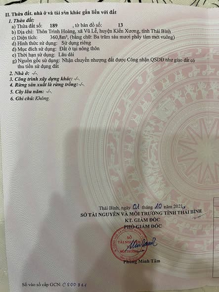 Đất nền Vũ Lễ - Kiến Xương 360m² giá chỉ 1.6 tỷ - Mặt tiền rộng, đầu tư sinh lời!