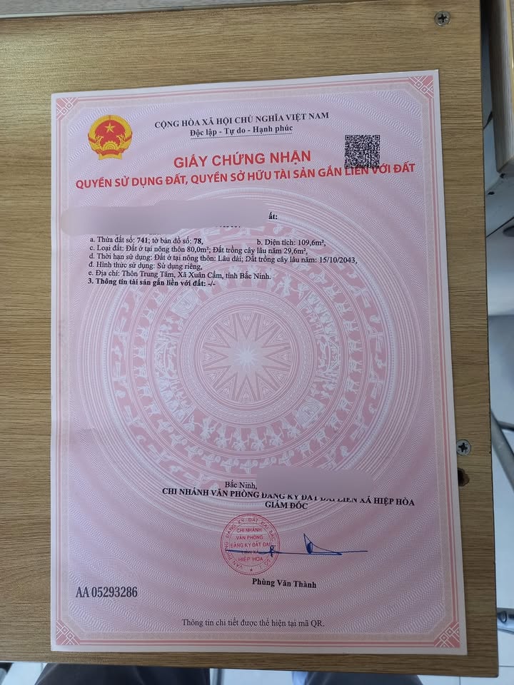 Đất thổ cư Bắc Lý, Hiệp Hòa 109.6m² - Sổ hồng chính chủ, giá thỏa thuận!