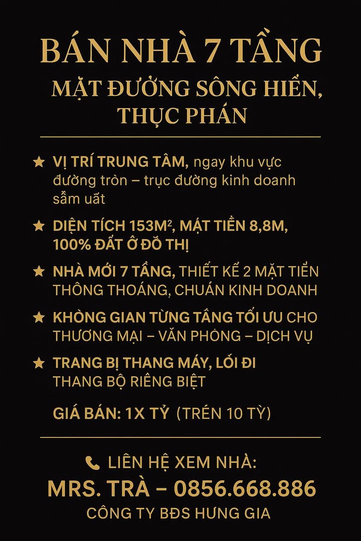Nhà 7 tầng mặt đường Sông Hiến, Cao Bằng 153m² giá trên 10 tỷ - Vị trí kinh doanh đắc địa!
