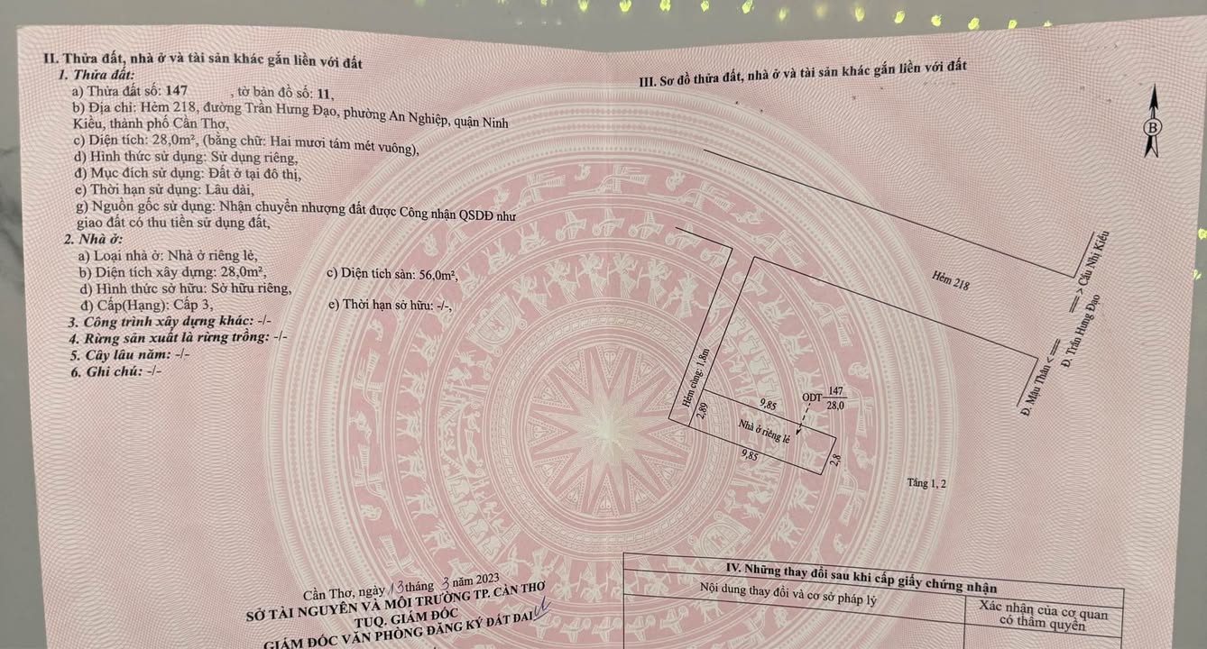 Nhà bán chính chủ 56m² hẻm 218 Trần Hưng Đạo, Cần Thơ - Giá chỉ 1.8 tỷ!