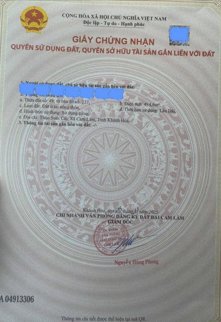 Nhà riêng tại Thôn Suối Cát, Cam Lâm, Khánh Hòa 484,6m² giá 5 tỷ - Phong thủy tốt, gara ô tô rộng rãi!