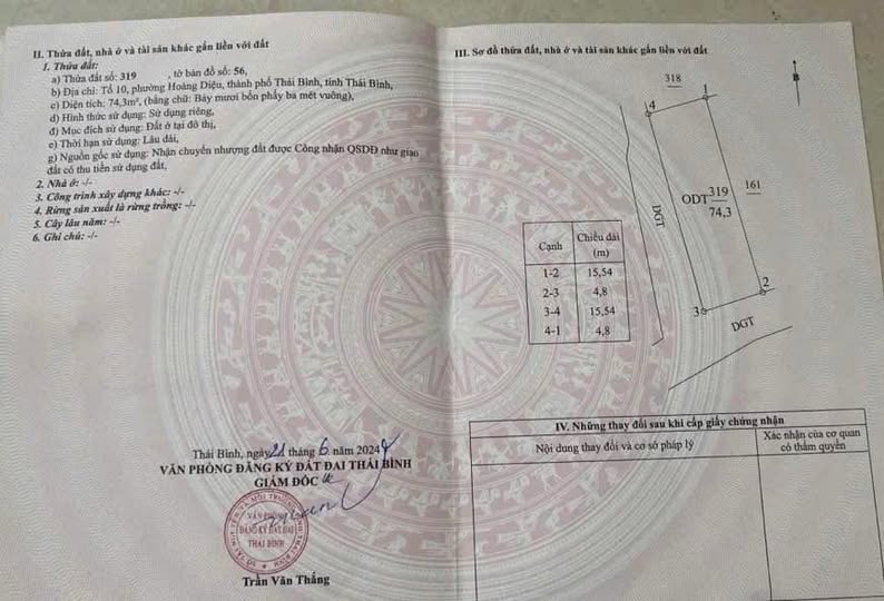 Đất nền lô góc Hoàng Diệu Thái Bình 74m² giá 1.4 tỷ - Cơ hội đầu tư tuyệt vời!