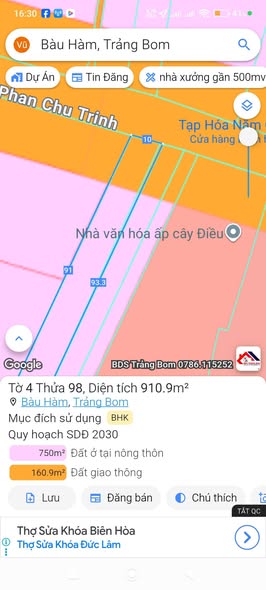 Đất nền Trảng Bom 920m² giá 23 tỷ - Mặt tiền đường 762, cơ hội đầu tư tuyệt vời!