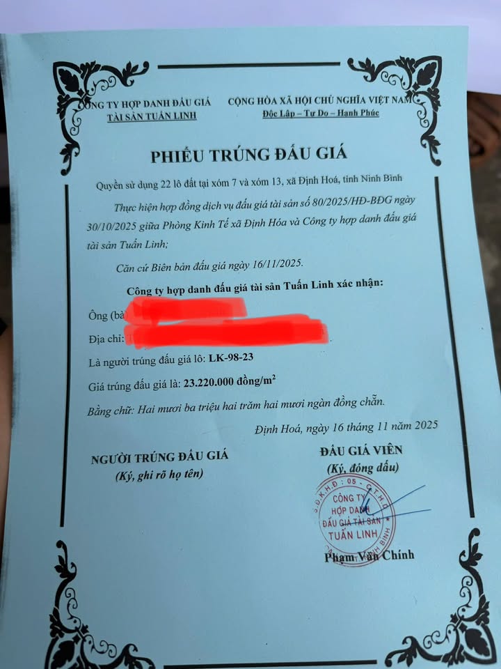 Đất nền Định Hóa - Ninh Bình 120m² giá thỏa thuận - Vị trí siêu đẹp mặt đường tránh