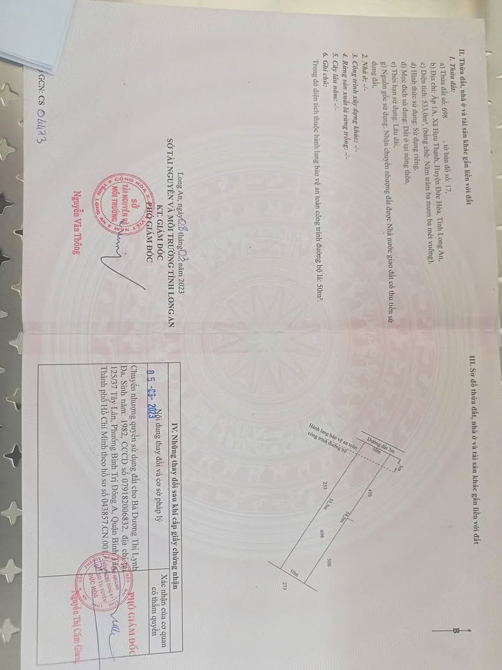 Đất thổ cư Ấp 1A, Đức Hòa 530m² giá 1.35 tỷ - Lý tưởng cho nhà vườn nghỉ dưỡng!