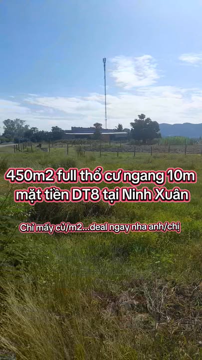 Đất nền mặt tiền DT8 Ninh Hòa 450m² giá chỉ 1.7 tỷ - Cơ hội đầu tư sinh lời!