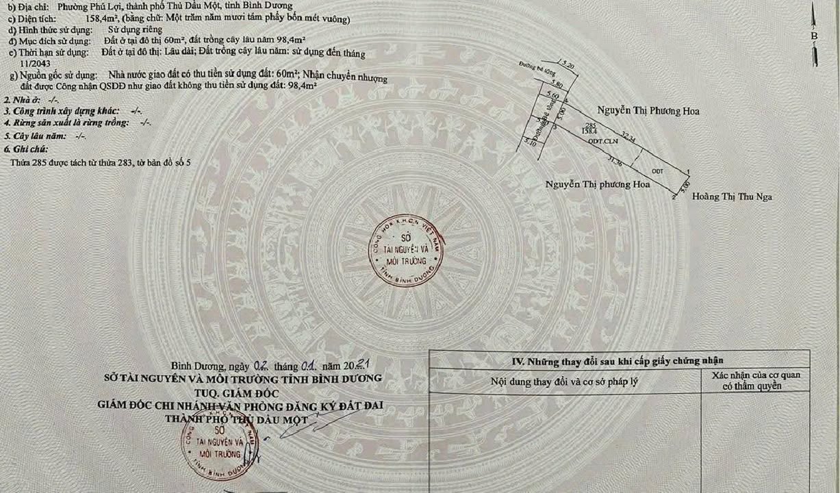 Đất thổ cư Phú Lợi, Thủ Dầu Một 158m² giá 3 tỷ - Đường nhựa thông thoáng!