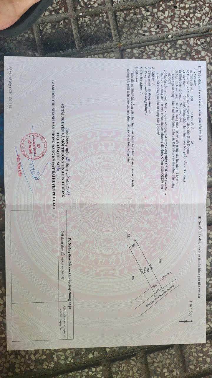 Đất nền Vĩnh Hòa, Phú Giáo 432m² giá 1.1 tỷ - Đầu tư sinh lời ngay!