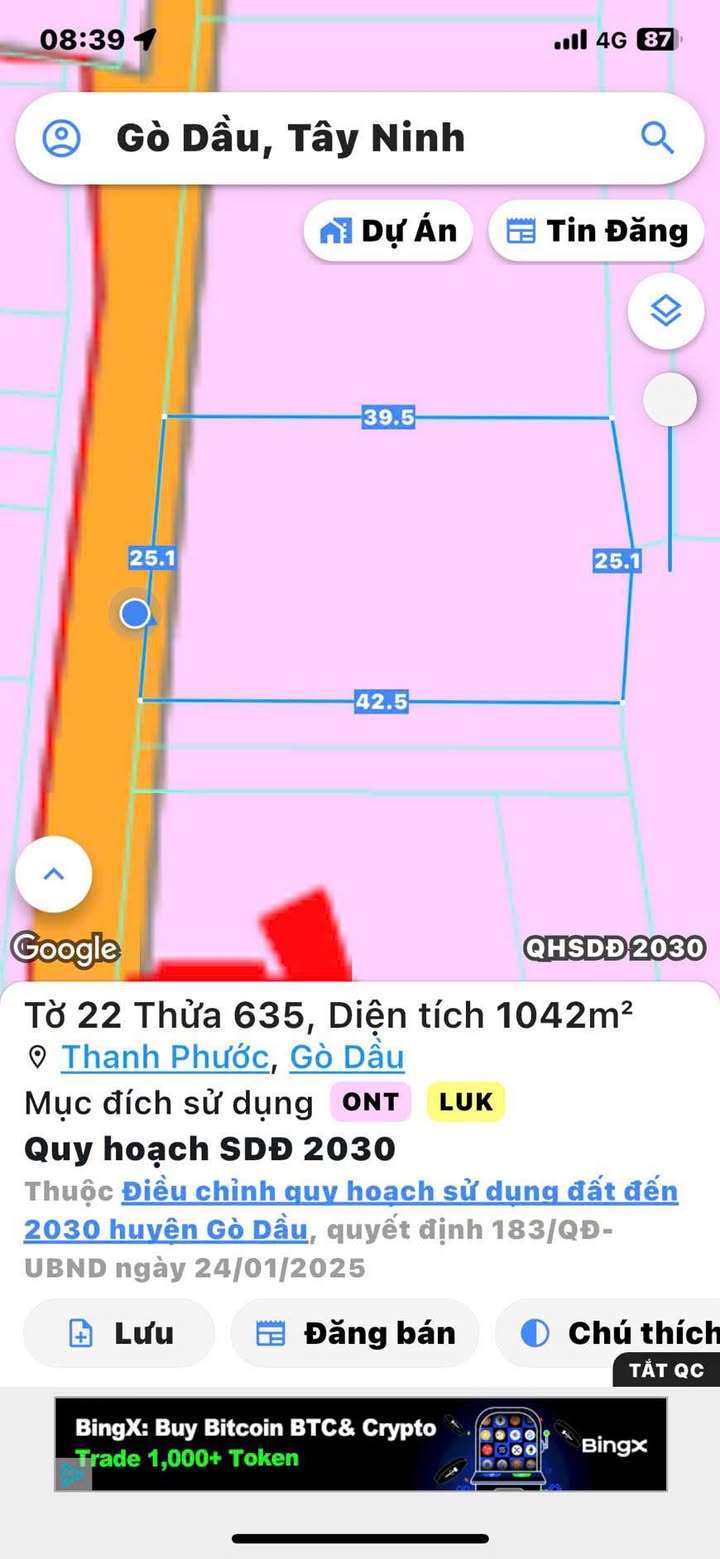 Đất thổ cư Gò Dầu 1042m² giá chỉ 95 triệu - Cơ hội đầu tư tuyệt vời!