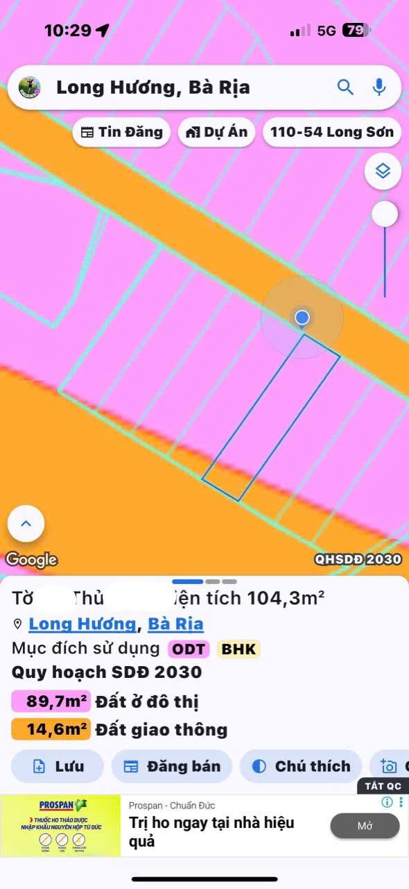 Đất nền Bà Rịa - Long Hương 105m² giá 2.79 tỷ - Sổ hồng chính chủ!