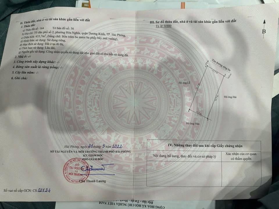 Đất nền phân lô đường Sông He, Dương Kinh, 433.7m² - Cơ hội đầu tư hấp dẫn!