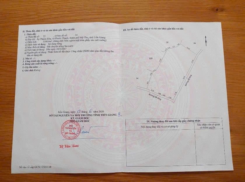 Đất 2 mặt tiền đường Ba Thiện, Mỹ Tho, 315m² - Cần bán gấp!