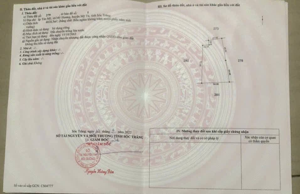 Đất nông nghiệp 36.000m² tại Ấp Tân Mỹ, Sóc Trăng - Giá chỉ 120 triệu đồng!