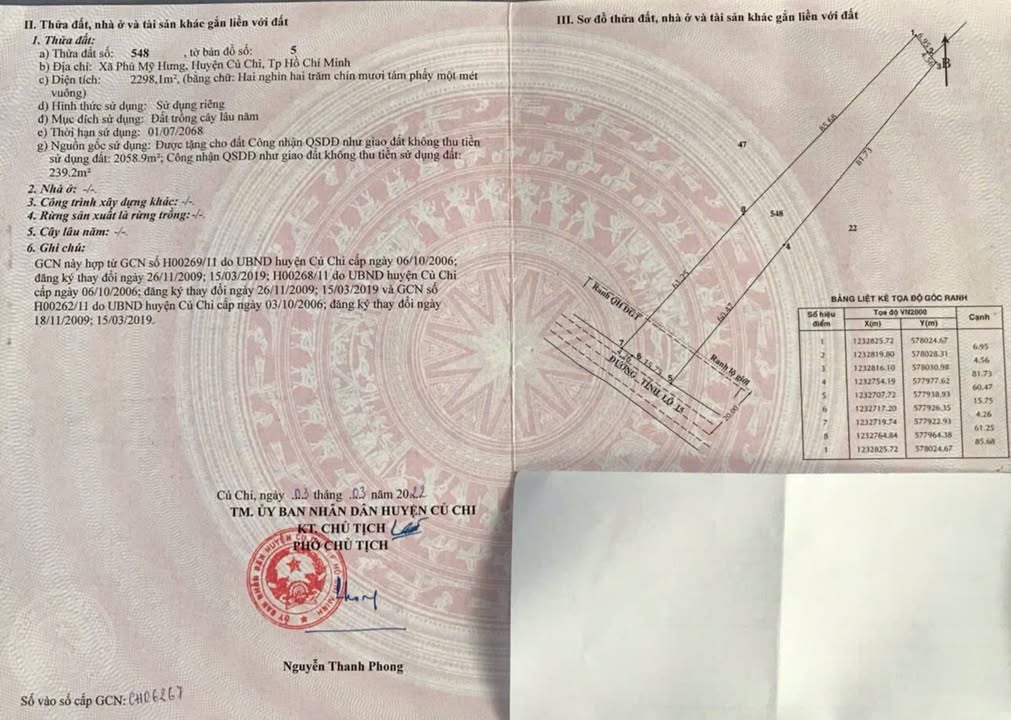 Đất nền mặt tiền Tỉnh Lộ 15, Phú Mỹ Hưng, Củ Chi 2298m² - Giá chỉ 10.5 tỷ!