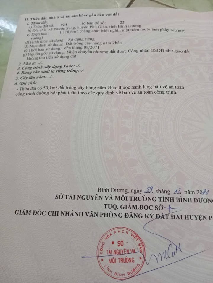 Đất nền Phước Sang Phú Giáo 1180m² - Cơ hội đầu tư sinh lời