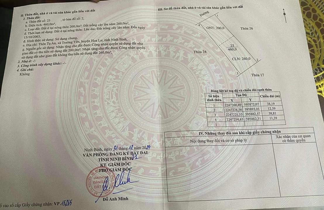 Đất nền Trường Yên - Hoa Lư 460m² giá chỉ thỏa thuận - Cơ hội đầu tư hấp dẫn!