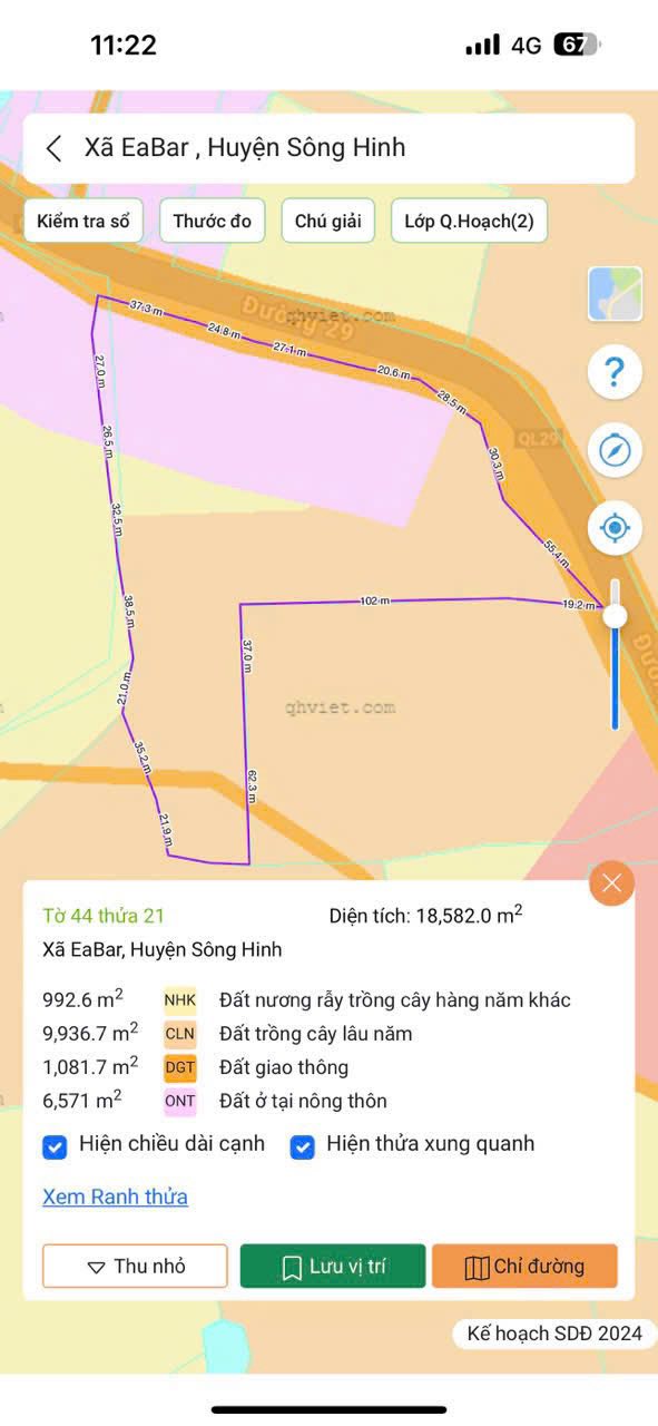 Lô Đất 18,000m² Mặt Tiền Quốc Lộ 29 Gần UBND Xã Ea Bar - Giá Chỉ 55 triệu/m²