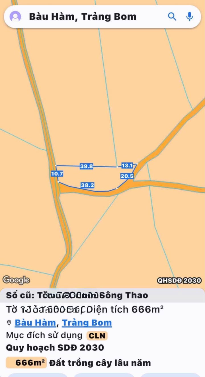 Bán mảnh vườn Bàu Hàm 666m² giá 900 triệu - Sổ hồng riêng, vị trí thuận lợi!