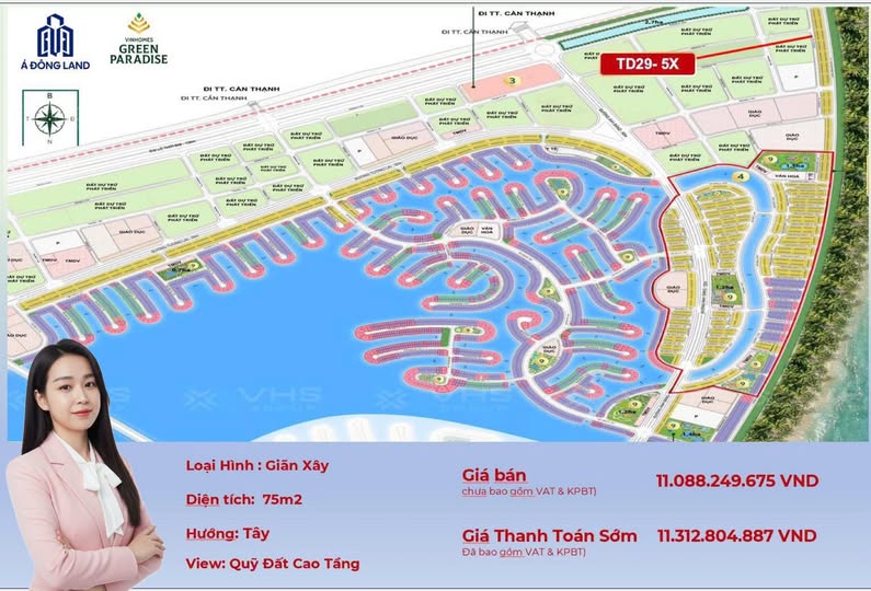 Nhà Phố Liền Kề Vinhomes Green Paradise Cần Giờ 75m² giá 11.312 tỷ - Đầu tư sinh lời cực tốt!