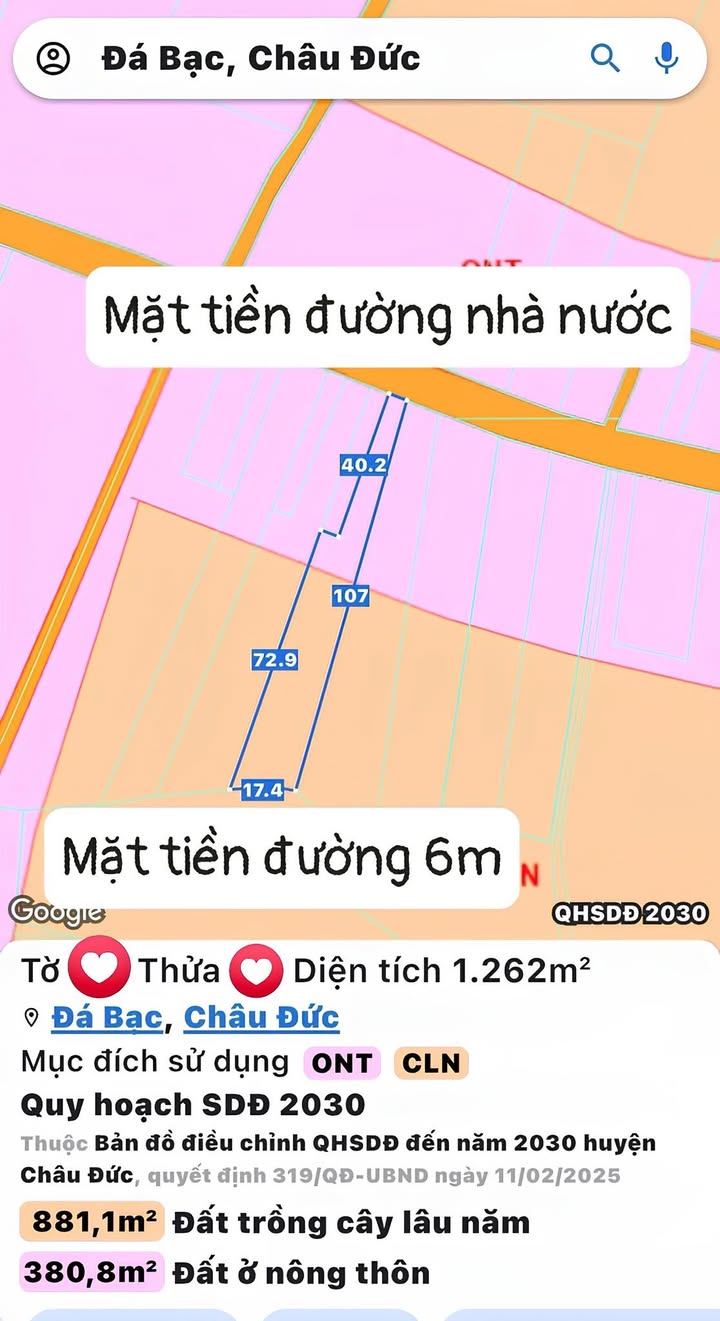 Lô đất 1261m² tại Nghĩa Thành, Châu Đức - Giá chỉ 2.6 tỷ, có nhà cấp 4 cho thuê!