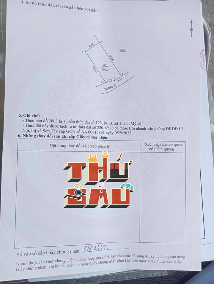 Đất thổ cư 100m² tại phường Tùng Thiện, Sơn Tây - Giá tốt cho nhà đầu tư!