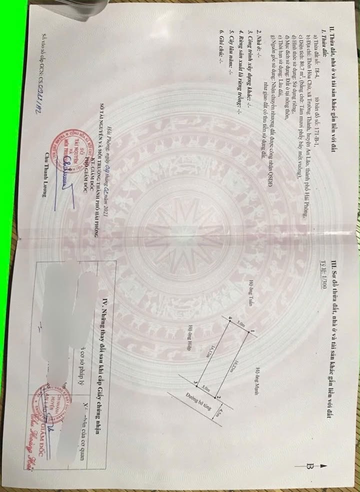 Đất nền 80m² Thôn Hòa Chử, Trường Thành, An Lão - Giá chỉ 1 tỷ