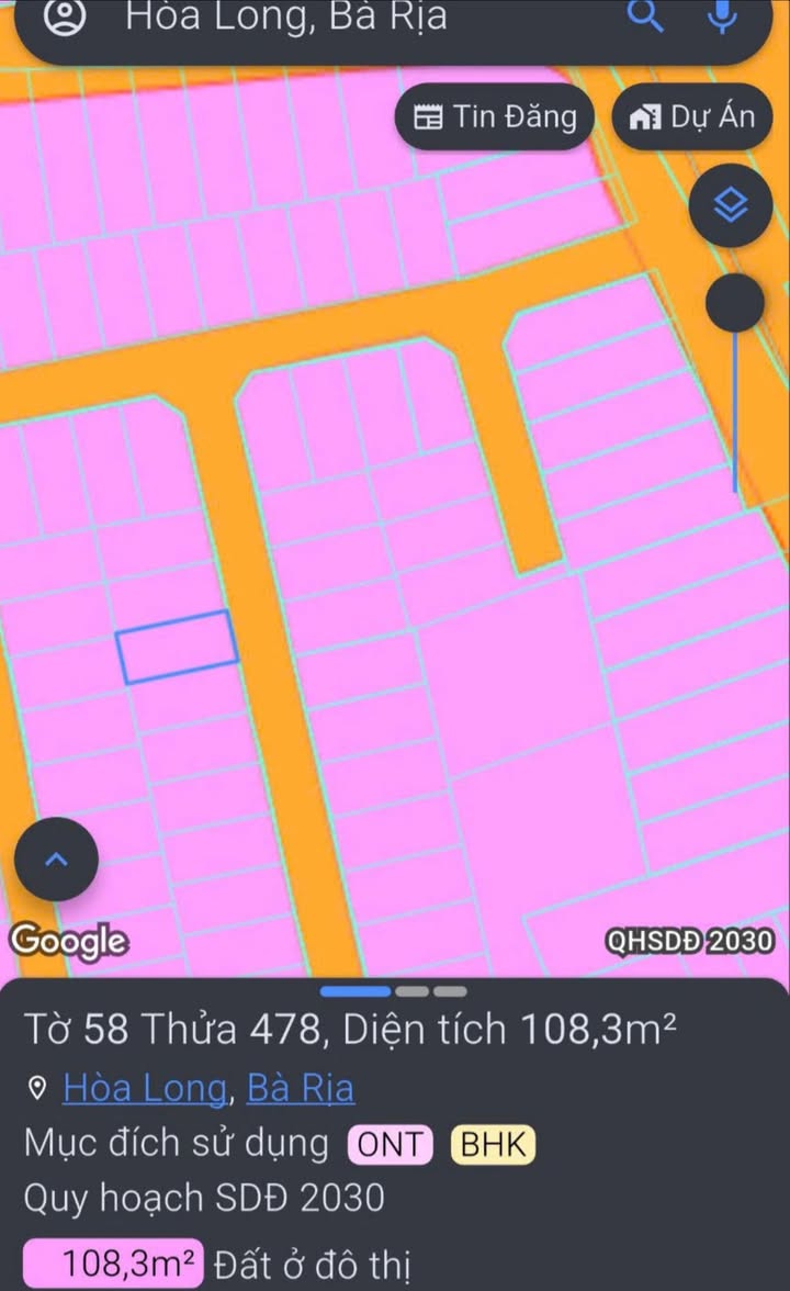 Đất nền Hòa Long Center 105m² giá 1.85 tỷ - Vị trí đẹp, hướng Đông!