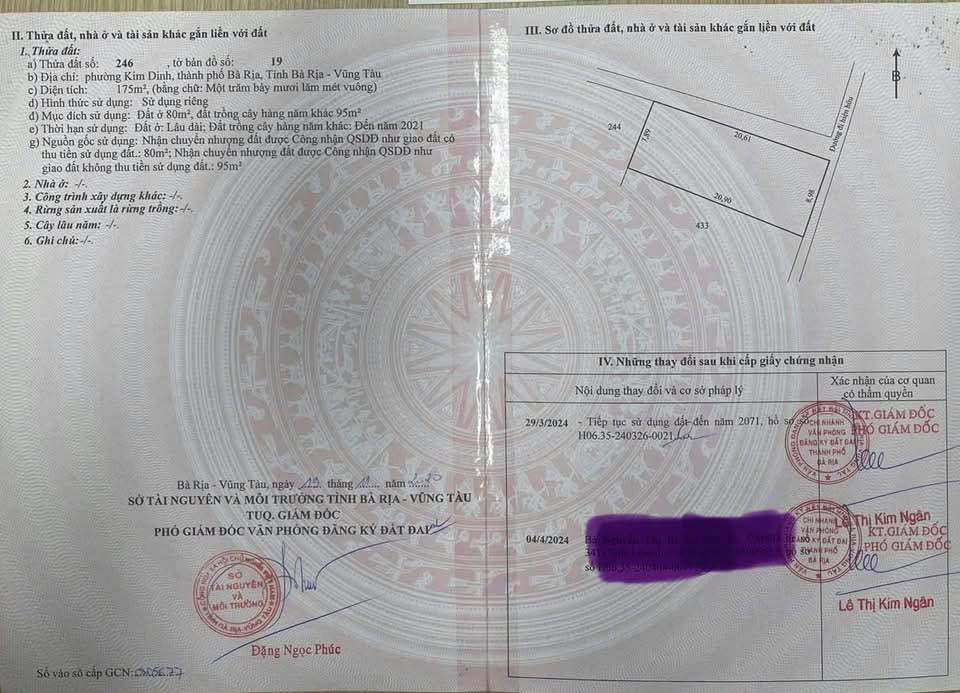 Đất thổ cư Kim Dinh Bà Rịa 175m² giá 1.65 tỷ - Bán gấp, bớt lộc!