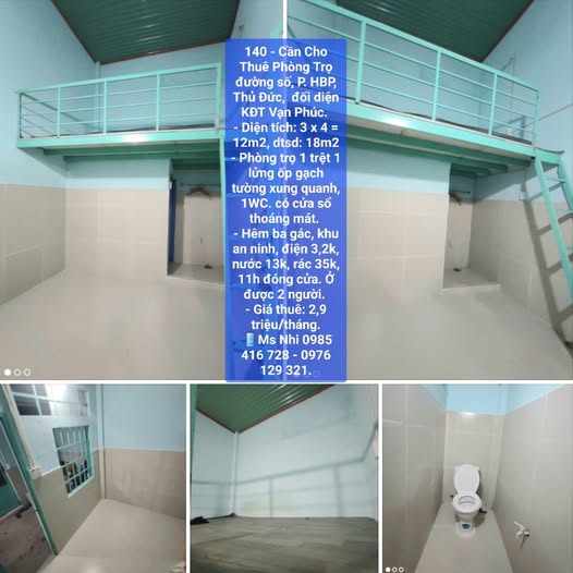 Phòng trọ cho thuê tại Hiệp Bình Phước, Thủ Đức - Diện tích 12m², Giá 2.9 triệu/tháng - An ninh, thoáng mát!