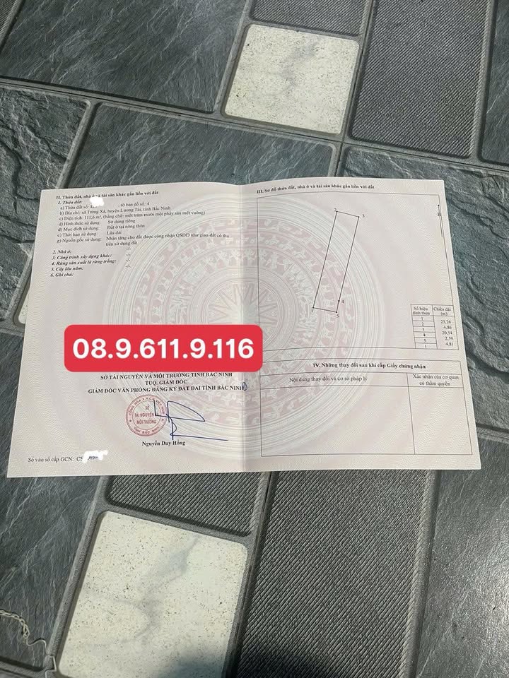 Đất nền Trừng Xá, Lương Tài 111.6m² giá 1 tỷ - Sổ hồng chính chủ, xe ô tô vào tận nơi!